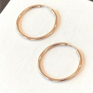 NWOT 14K Rose Gold Infinity Hoop Earrings Quality solid gold hoops.   30mm x 2mm